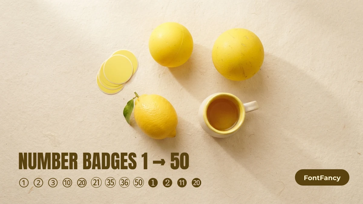Circled number badges from 1 to 50 and filled circled numbers to copy