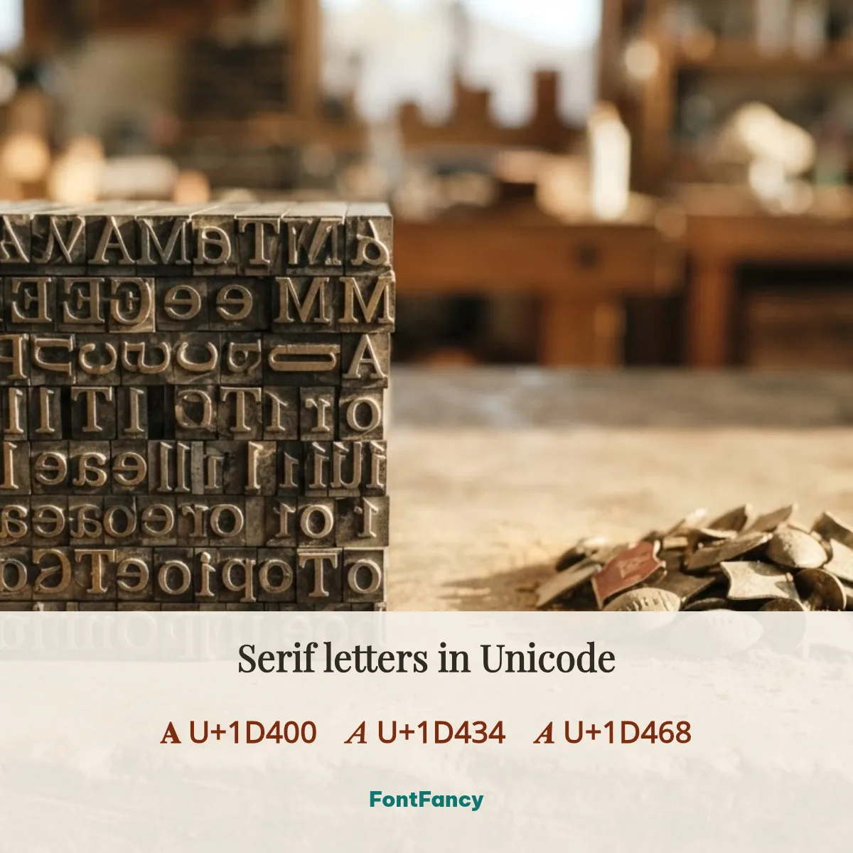 Serif letters in Unicode: bold U+1D400, italic U+1D434, bold italic U+1D468
