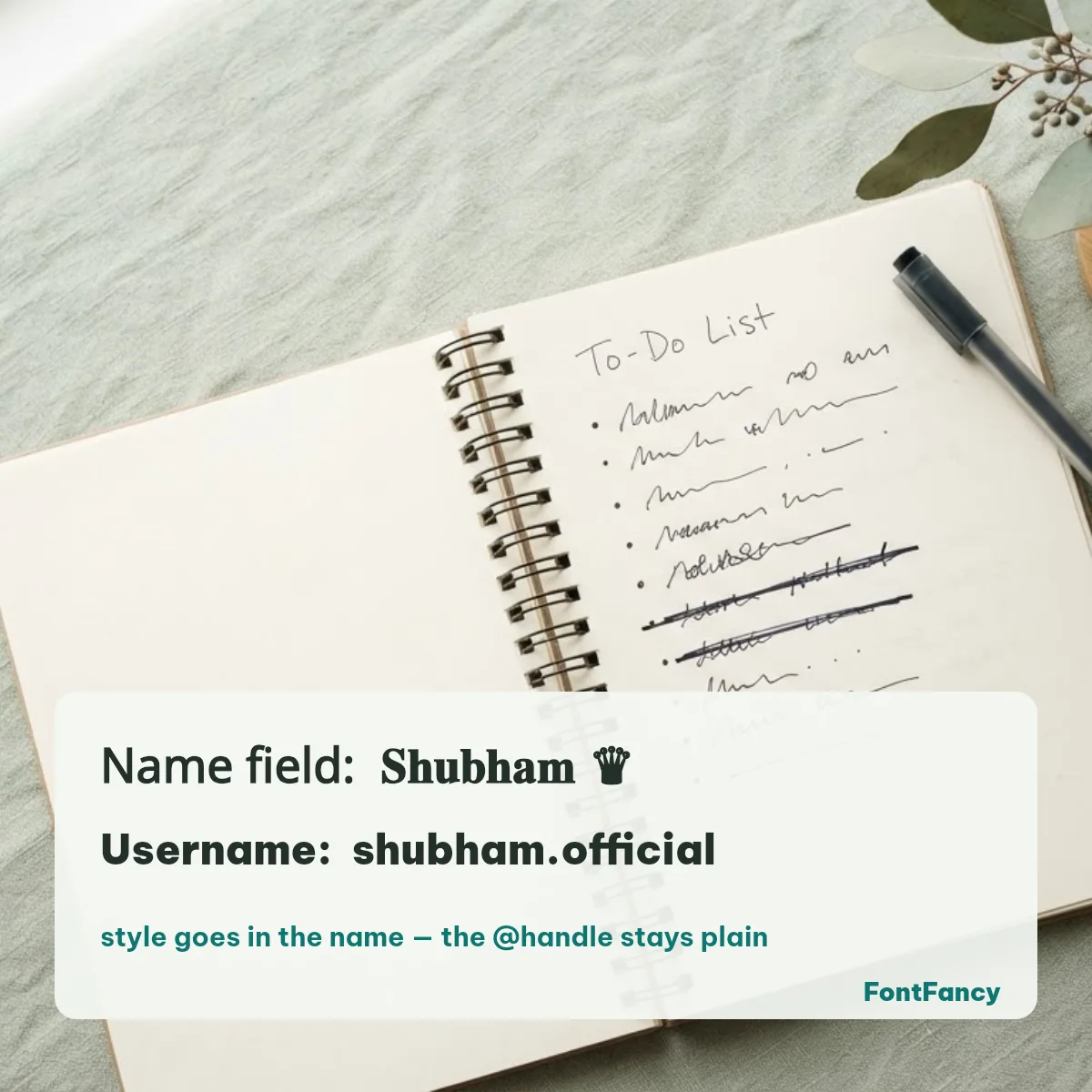 Shubham stylish name in the Instagram name field and a plain Shubham username
