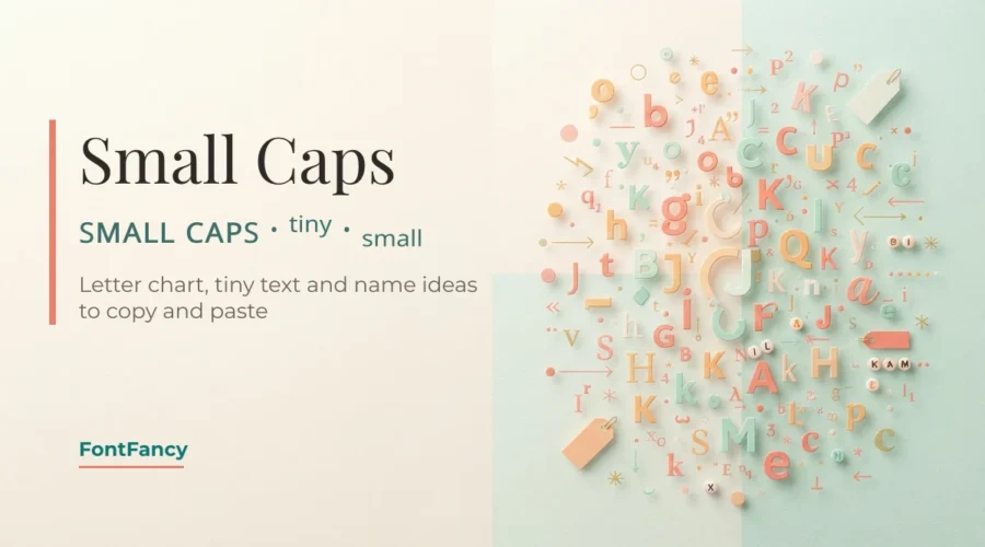 Small caps generator banner showing small capital letters, superscript tiny text and subscript letters