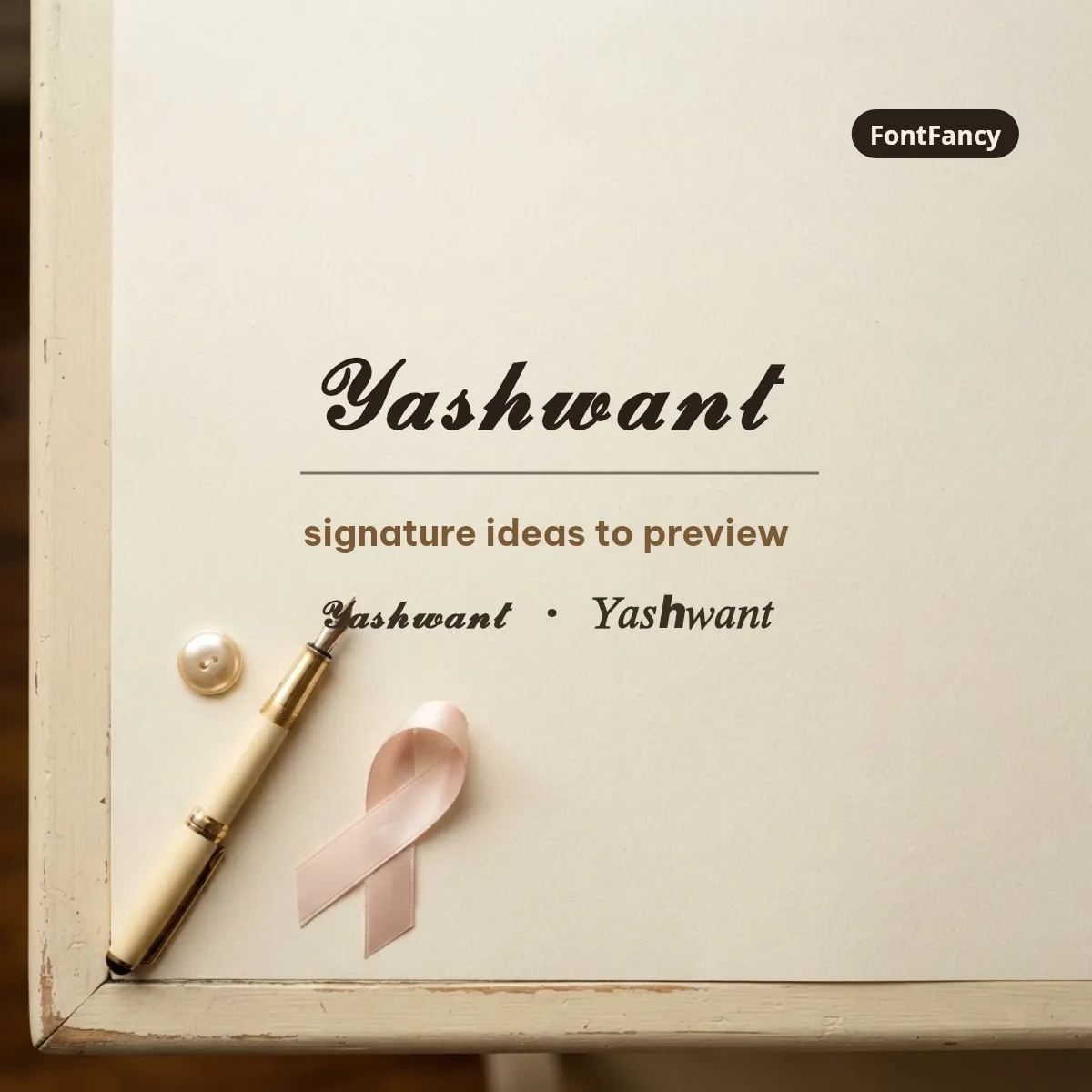 Yashwant signature style ideas in script letters on a writing desk