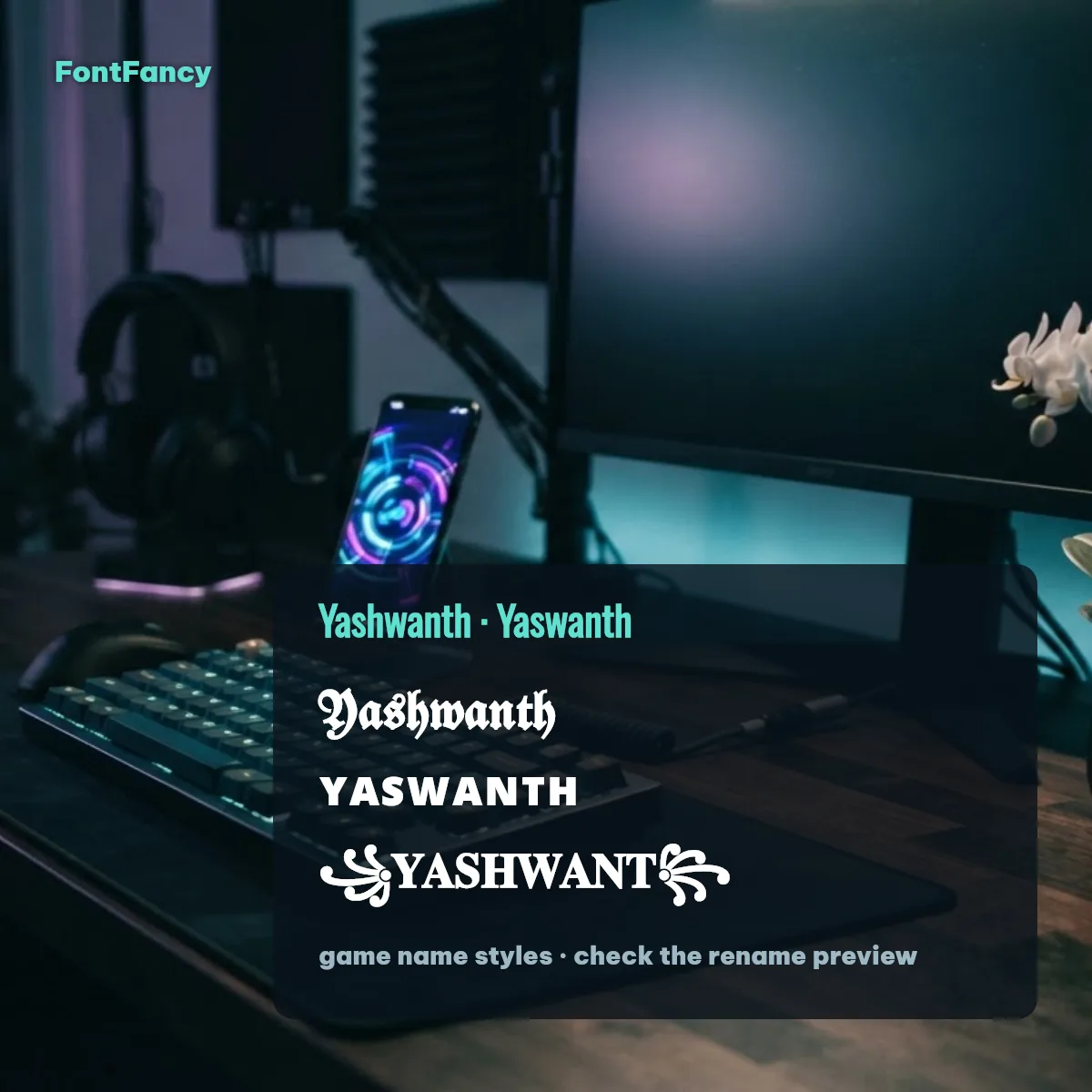 Yashwanth and Yaswanth name style for Free Fire and BGMI in fraktur and small caps